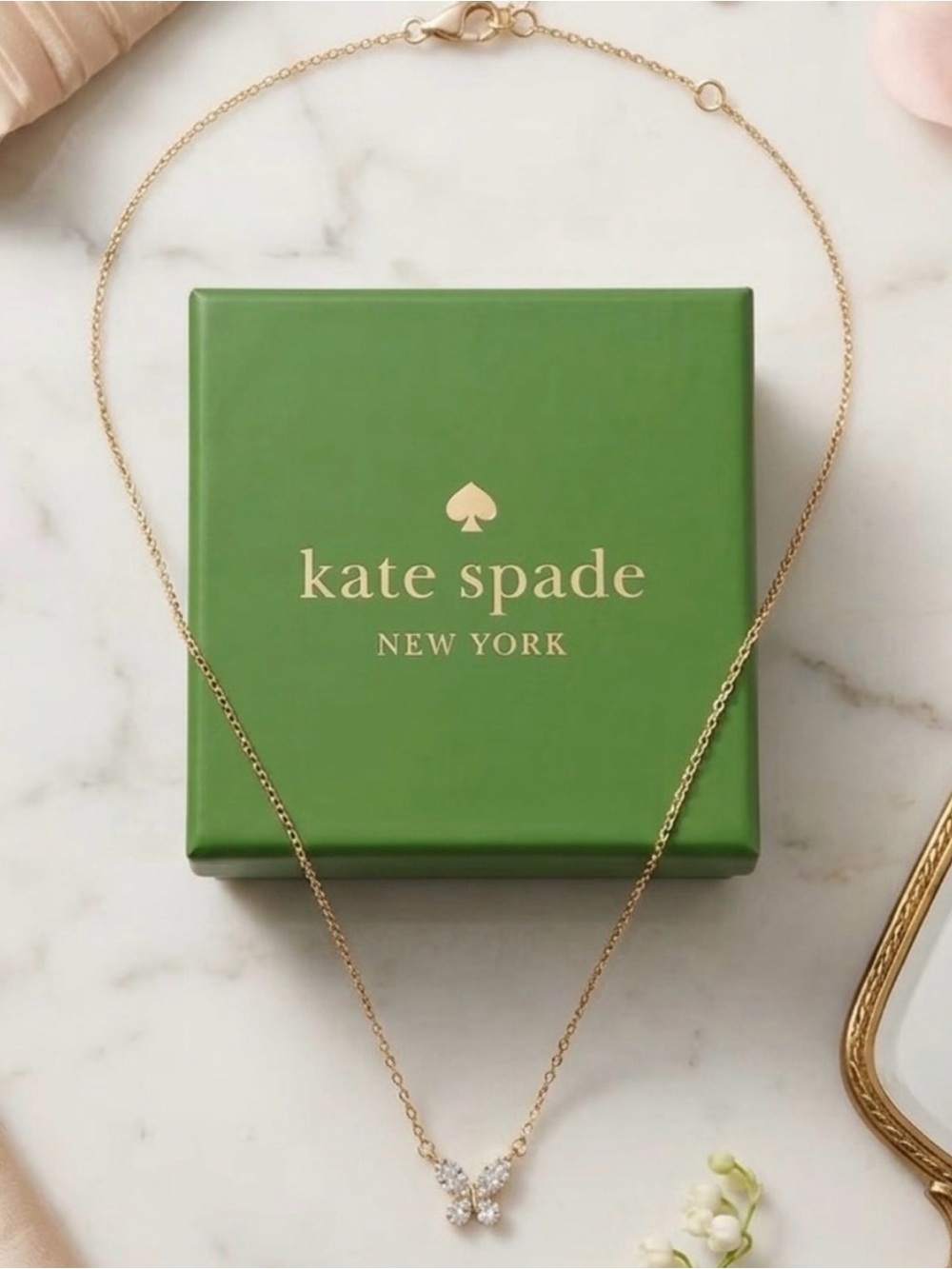 kate spade Gold Butterfly Necklace with Clear Crystals